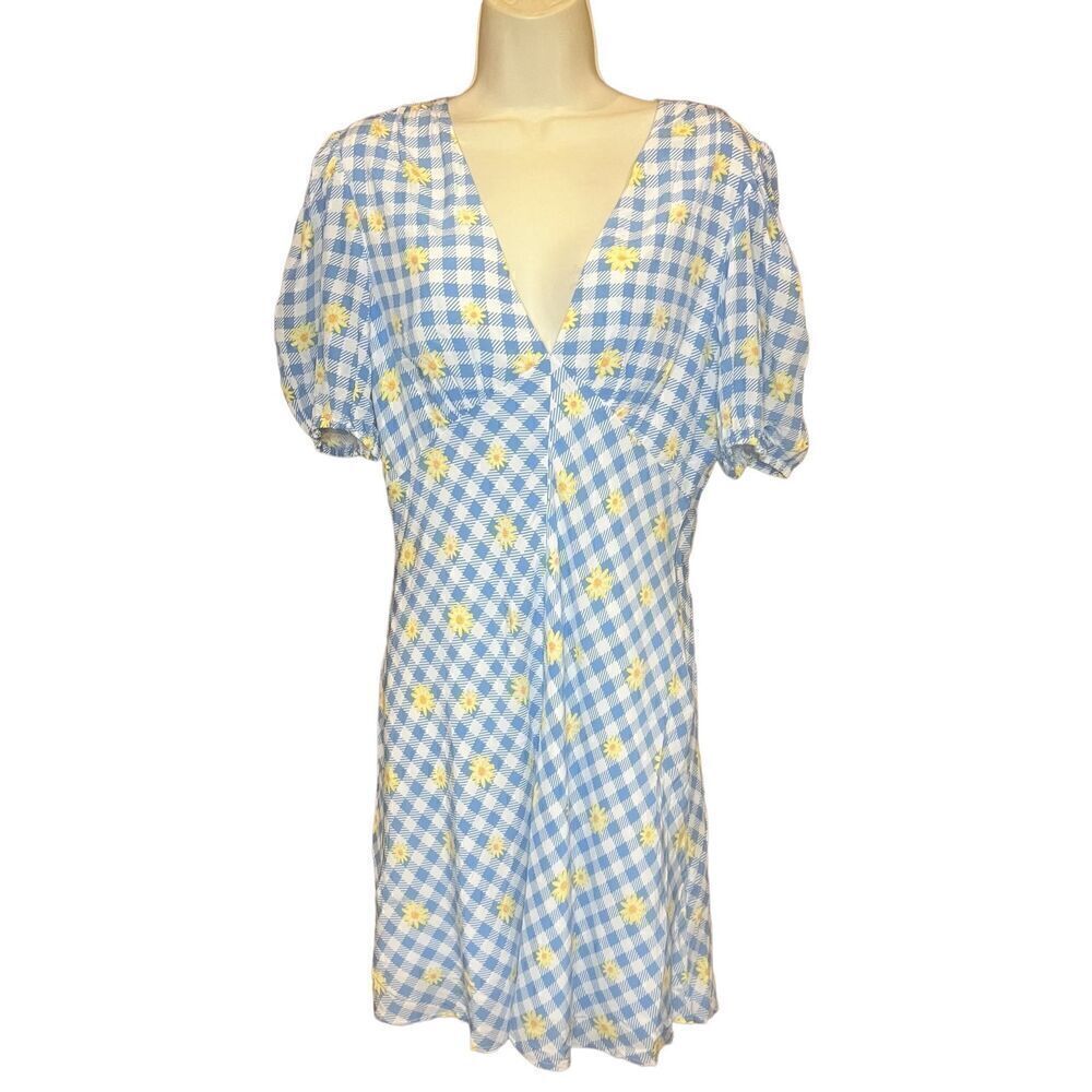 Staud Milla Gingham Daisy Mini Dress NWT Size 10 - Picture 4 of 8